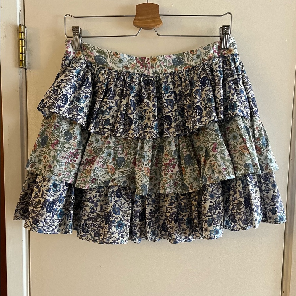 LoveShackFancy Mateo Skirt in Daybreak Blues Liberty Fabric - Picture 7 of 9
